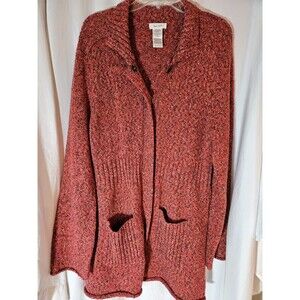 Kate Hill Women's Wool Blend Cardigan - Burgundy(red)/tweed - XL